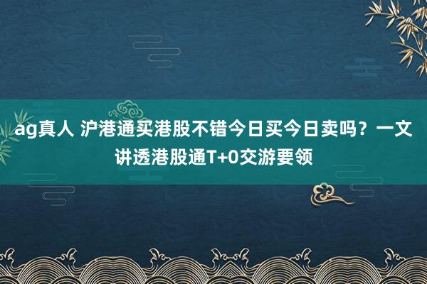 ag真人 沪港通买港股不错今日买今日卖吗？一文讲透港股通T+0交游要领