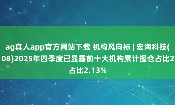 ag真人app官方网站下载 机构风向标 | 宏海科技(920108)2025年四季度已显露前十大机构累计握仓占比2.13%