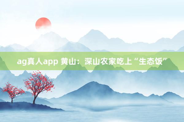 ag真人app 黄山：深山农家吃上“生态饭”