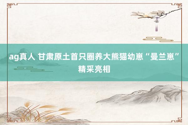ag真人 甘肃原土首只圈养大熊猫幼崽“曼兰崽”精采亮相