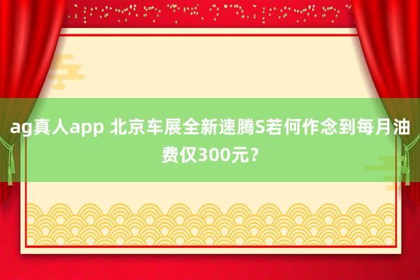 ag真人app 北京车展全新速腾S若何作念到每月油费仅300元？