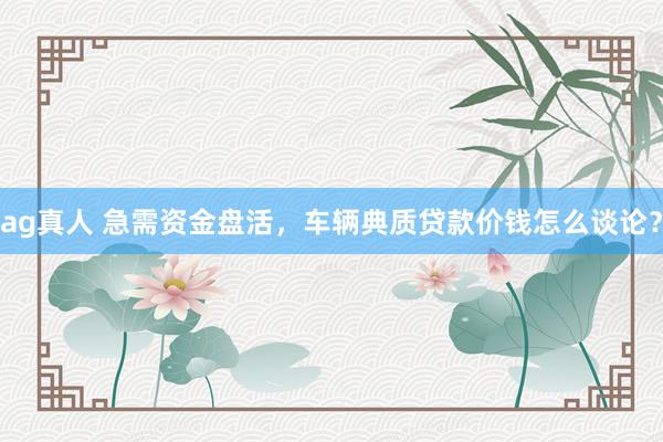 ag真人 急需资金盘活，车辆典质贷款价钱怎么谈论？