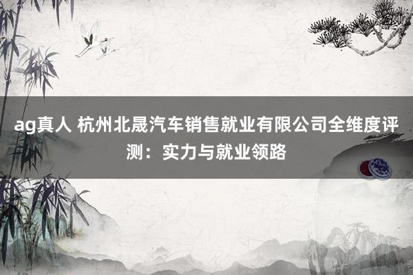 ag真人 杭州北晟汽车销售就业有限公司全维度评测：实力与就业领路