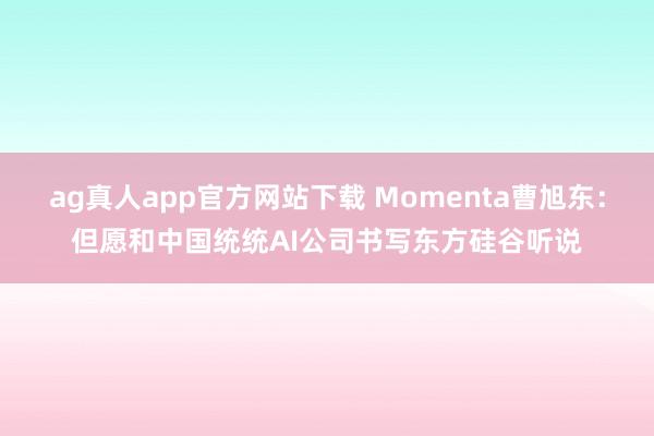 ag真人app官方网站下载 Momenta曹旭东：但愿和中国统统AI公司书写东方硅谷听说