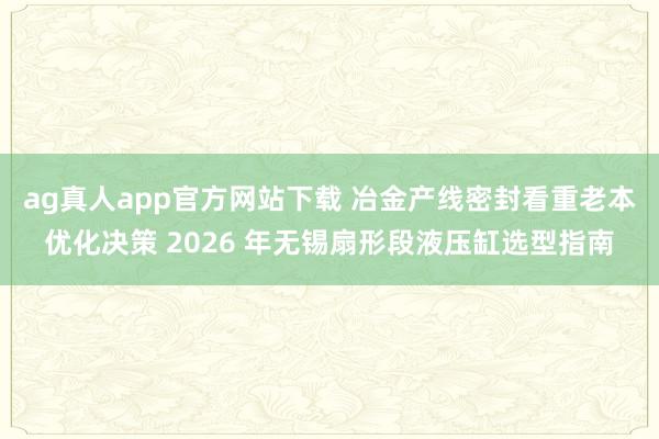 ag真人app官方网站下载 冶金产线密封看重老本优化决策 2026 年无锡扇形段液压缸选型指南