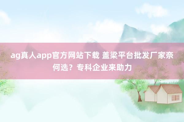 ag真人app官方网站下载 盖梁平台批发厂家奈何选？专科企业来助力