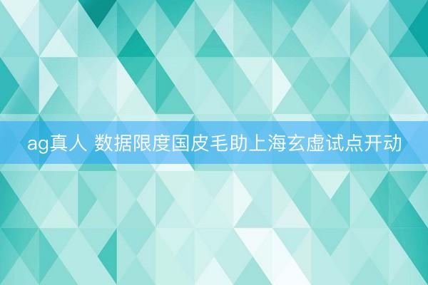 ag真人 数据限度国皮毛助上海玄虚试点开动