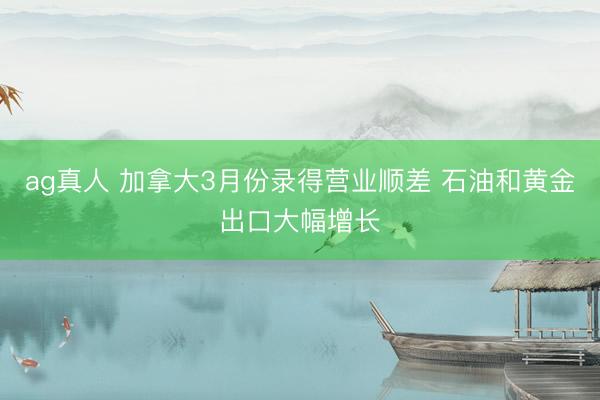 ag真人 加拿大3月份录得营业顺差 石油和黄金出口大幅增长
