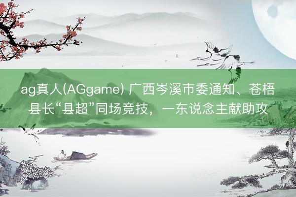 ag真人(AGgame) 广西岑溪市委通知、苍梧县长“县超”同场竞技，一东说念主献助攻