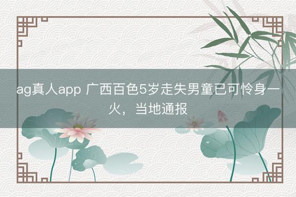 ag真人app 广西百色5岁走失男童已可怜身一火，当地通报